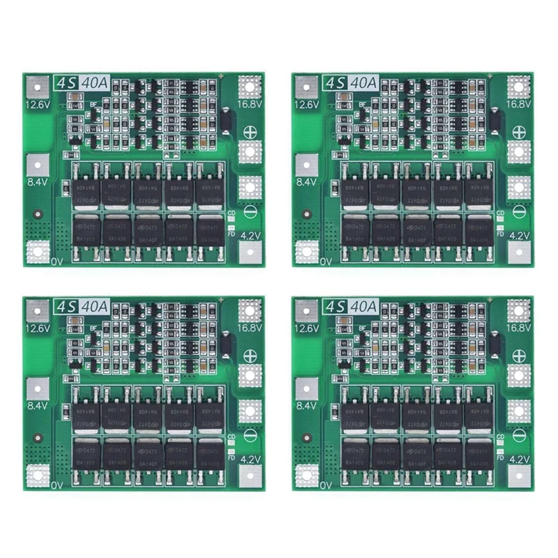 Placa do PWB do carregador da bateria do lítio do Li-íon, módulo da proteção de BMS para o motor da broca, 14.8V, 16.8V, Lipo Cell, 4X, 4S, 40A, 18650