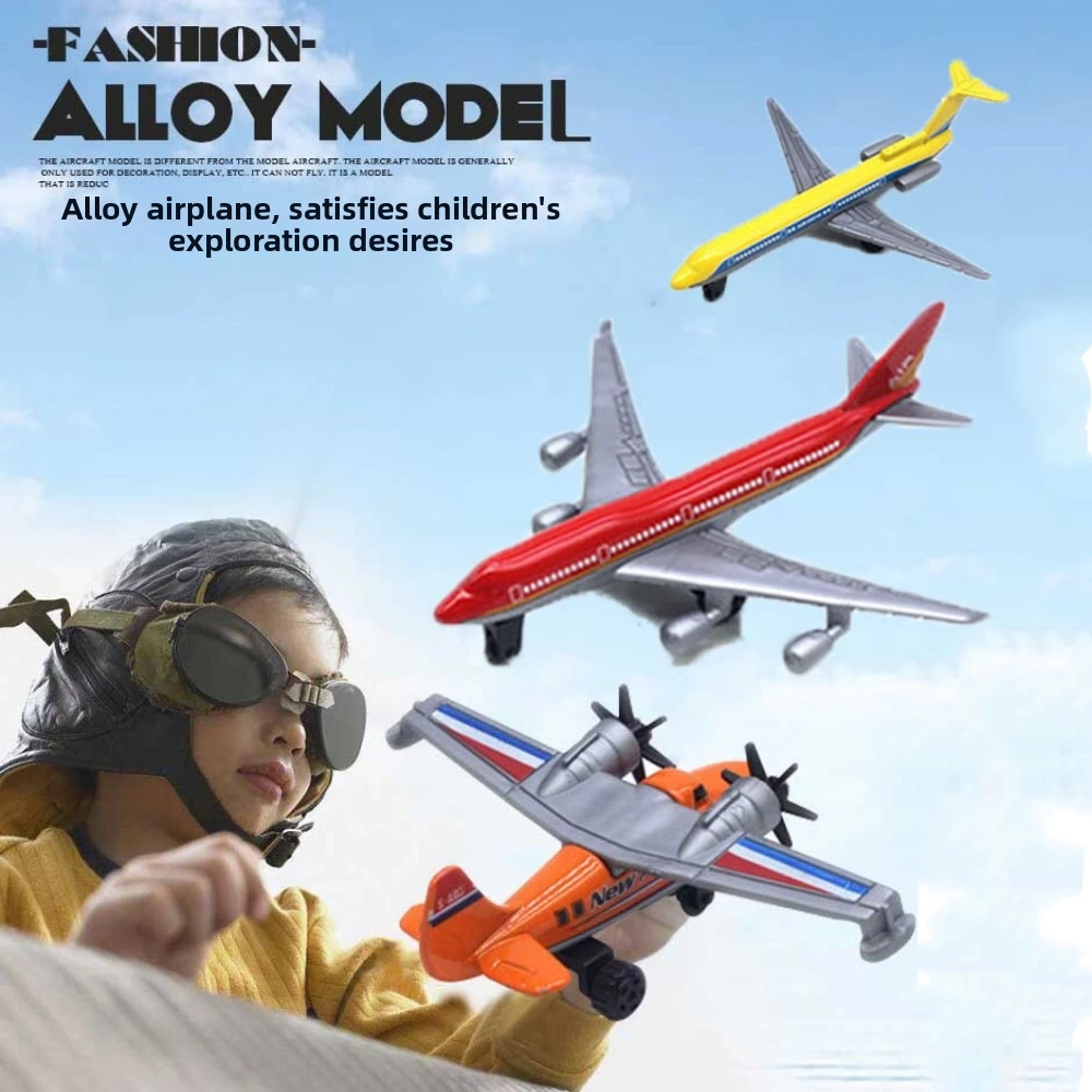 1/6pcs High Quality 1:64 Alloy Diecast Fighter Metal Plastic Multicolors Passenger Airplane Model Set Transport Plane Home Decor