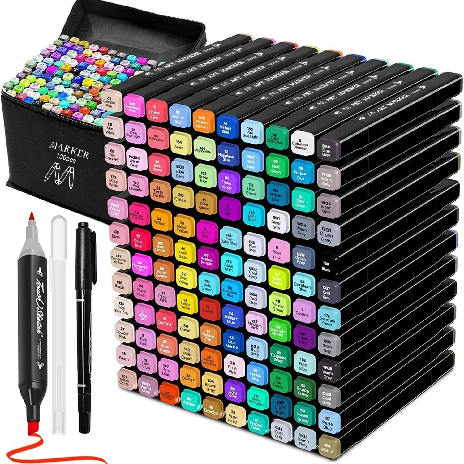 

120 Colors Dual Tip Alcohol Markers, Sketch Markers Set for Kids Adults Artists Painting Coloring Sketching