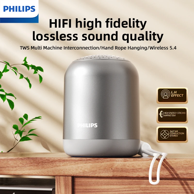 Philips TAS1110 Wireless Bluetooth Speaker HIFl Multi Machine Interconnection Mini Portable Outdoor Camping Subwoofer For Gifts