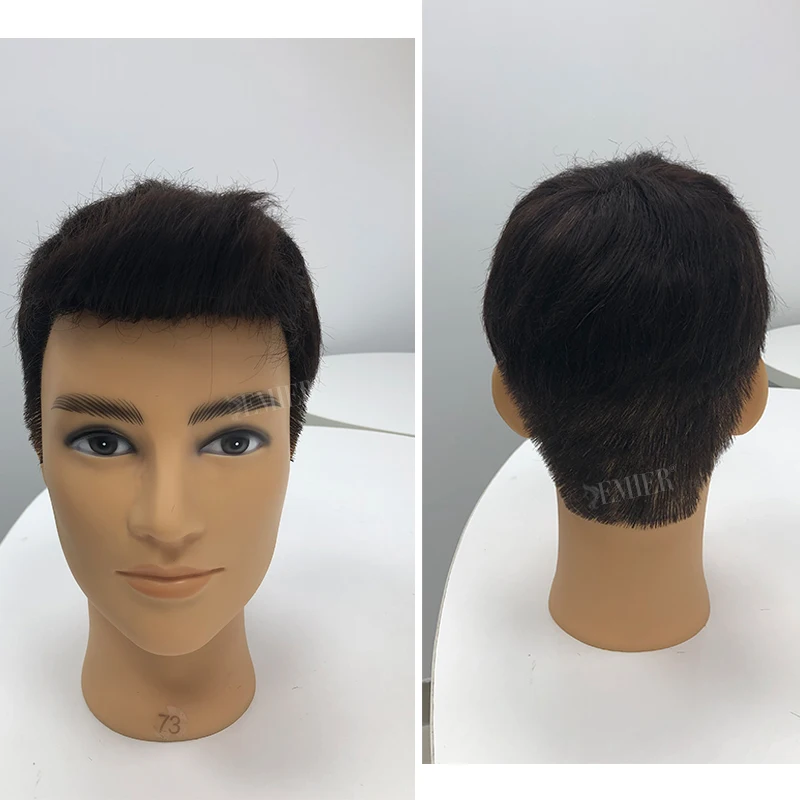 Parrucca da uomo Pre in stile Mono con parrucche per capelli umani NPU per uomo Linea sottile naturale Taglio di capelli corti Parrucche maschili per capelli umani Pronto da indossare