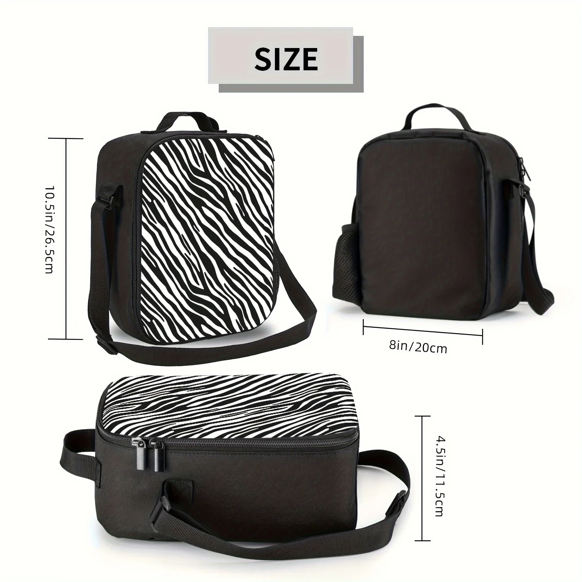 1 PC ZEBRA พิมพ์รูปแบบกระเป๋าเก็บความเย็นแบบใช้ซ้ําได้,ถุงอาหารกลางวันฉนวนสําหรับ Camping Picnic Beach Essentials เหมาะสําหรับโรงเรียน