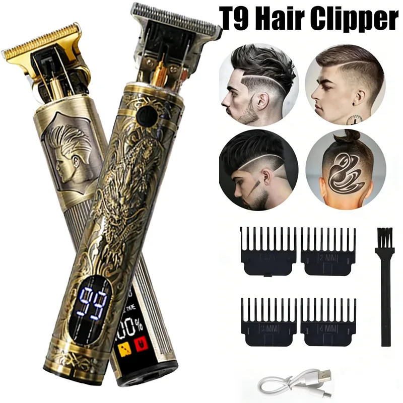 2026 T9 Elektrischer Haarschneider 0mm Glatzkopf-Trimmer Professioneller USB-Akku-Rasierer Tragbarer Barber-Trimmer für Herren Haarschnitt zu Hause