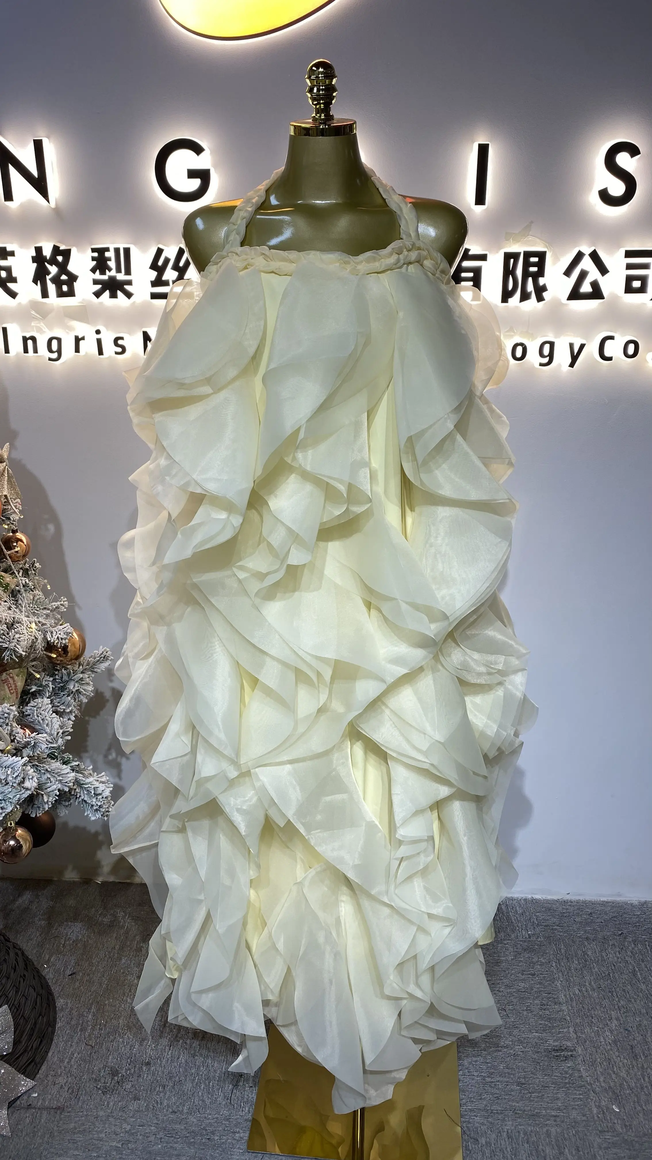 Stylish midi dress for women, one shoulder, summer style, ruffled and tied, elegant and sweet for social parties.-GZXX427