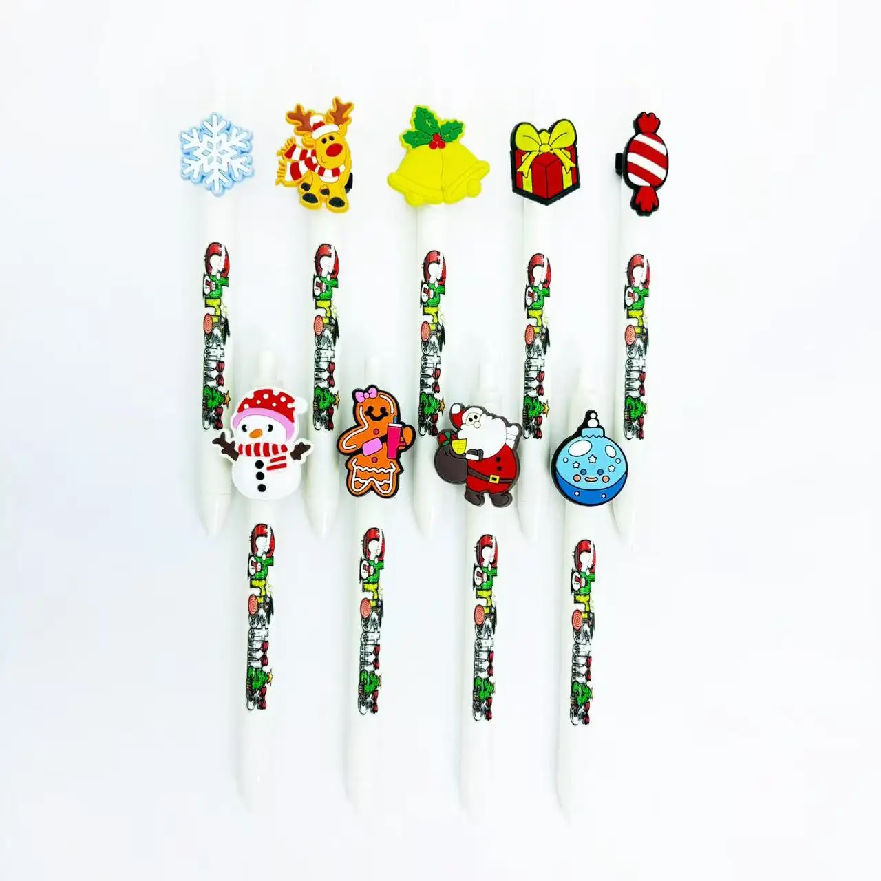 9Pcs/15Pcs Merry Christmas Themed Ballpoint Pens Christmas Element Series Patch Printed Ballpoint Pens Student Writing Pens