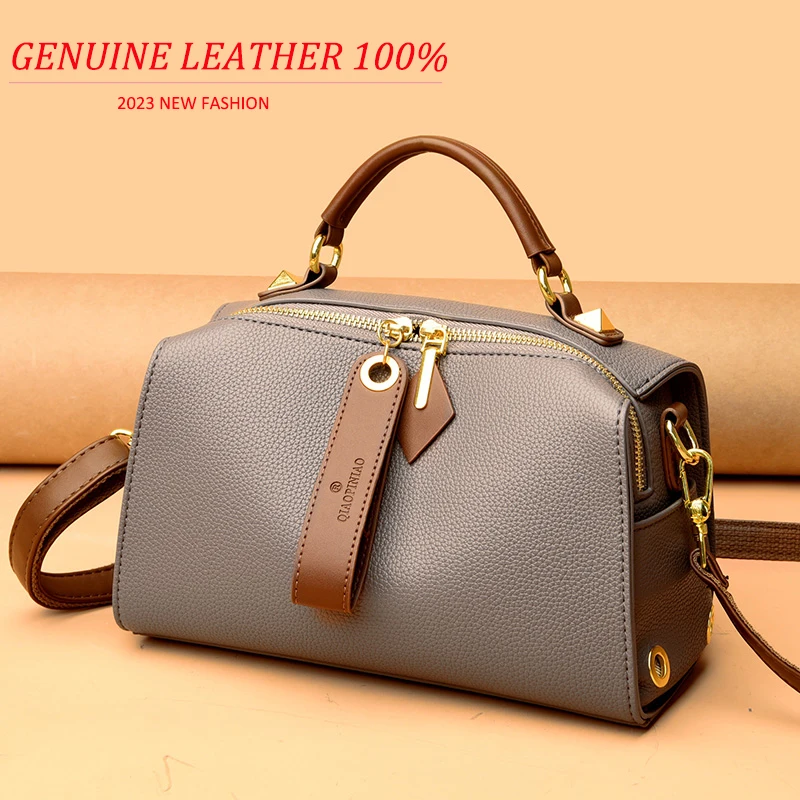 High Quality Solid Color Leather Shoulder Crossbody Bag For Women 2024 Luxury Women\'s Handbag Designer Female Messenger Tote Sac