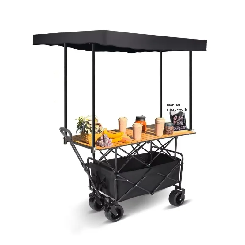 Large Capacity Outdoor Collapsible Folding Trolley Wagon Street Vending Cooler Box for Fishing Shopping & Camping