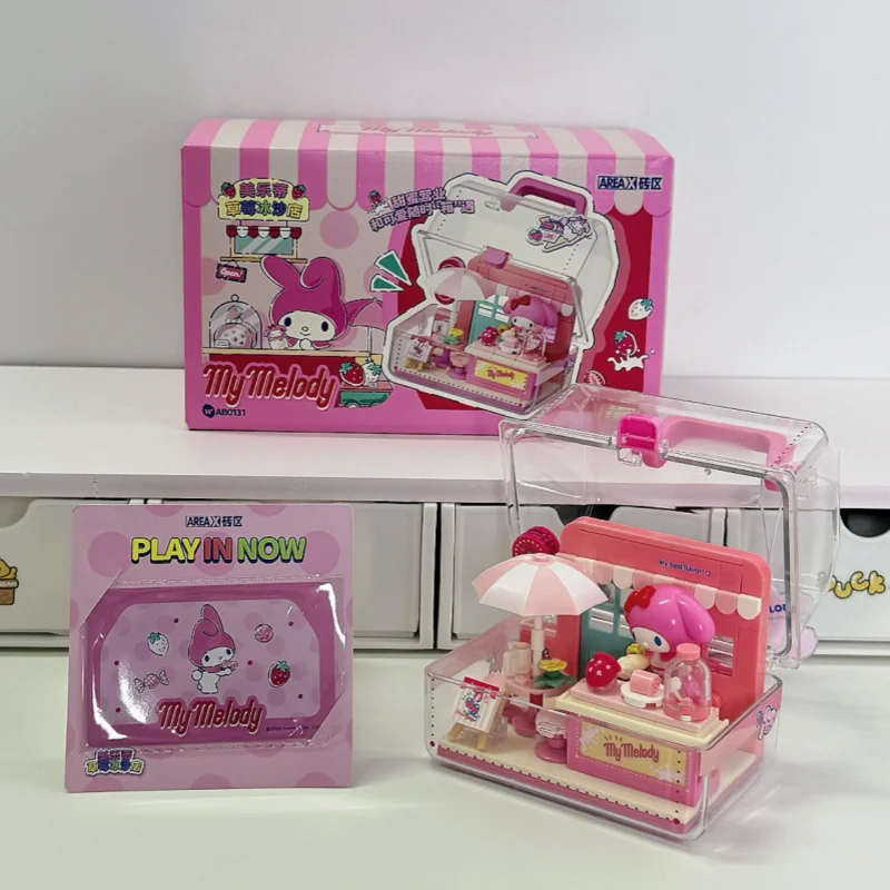

AREAX Hello Kitty Sanrio Characters Building Blocks Fruit Shopkeeper Assembled Toy with Portable Storage Box Gift for Adult Wome