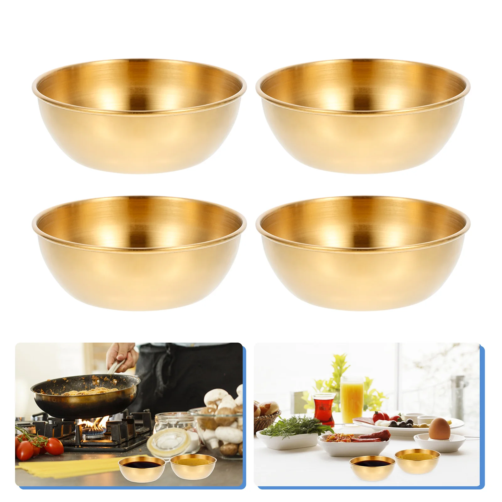 

4 Pcs Seasoning Dish Cup Plate Spice Stainless Steel Flavor Sauce Dishes Food Child