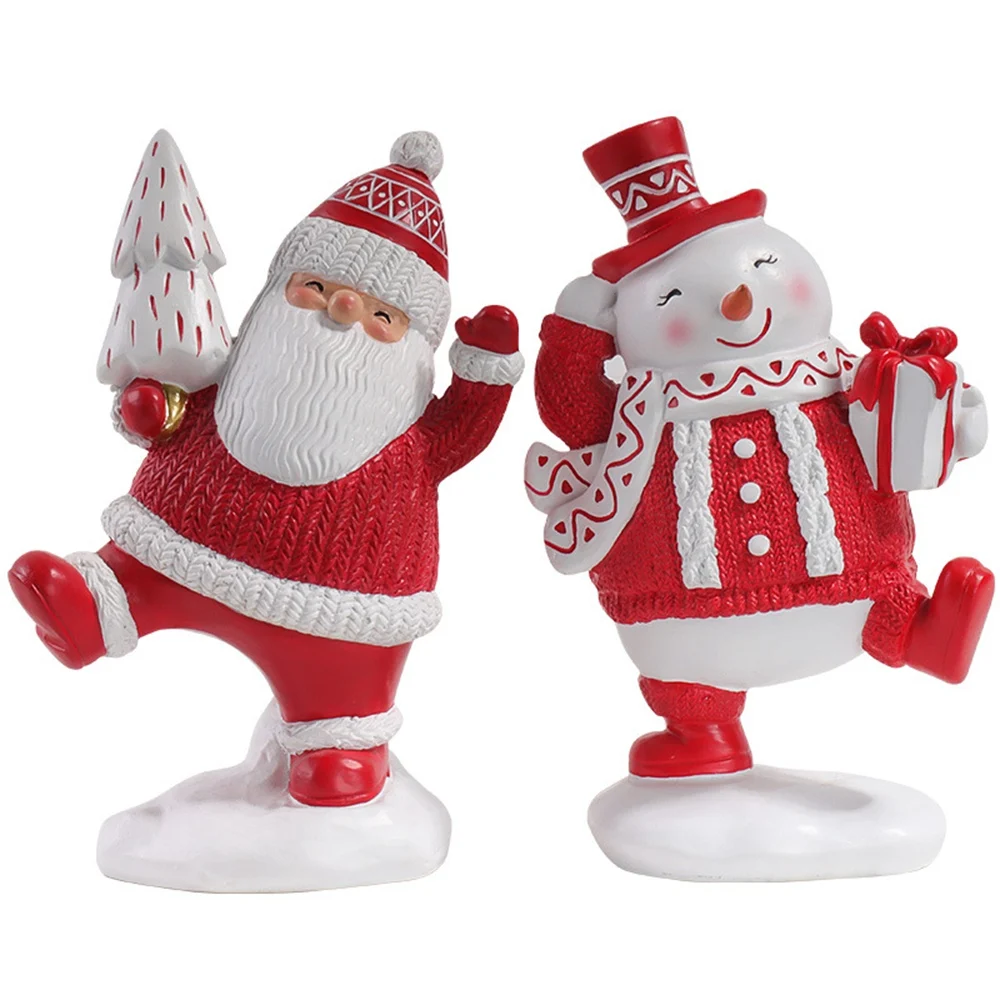 

Christmas tree snowman Santa Claus ornaments holiday scene props decorative resin craft Home Living Room Office TV Cabinet