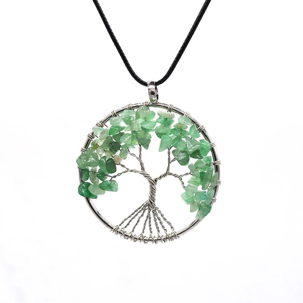 SUMENG 2025 New Fashion 7 Chakra Tree of Life Necklace Copper Crystal Natural Quartz Stones Pendants for Women Christmas Gifts