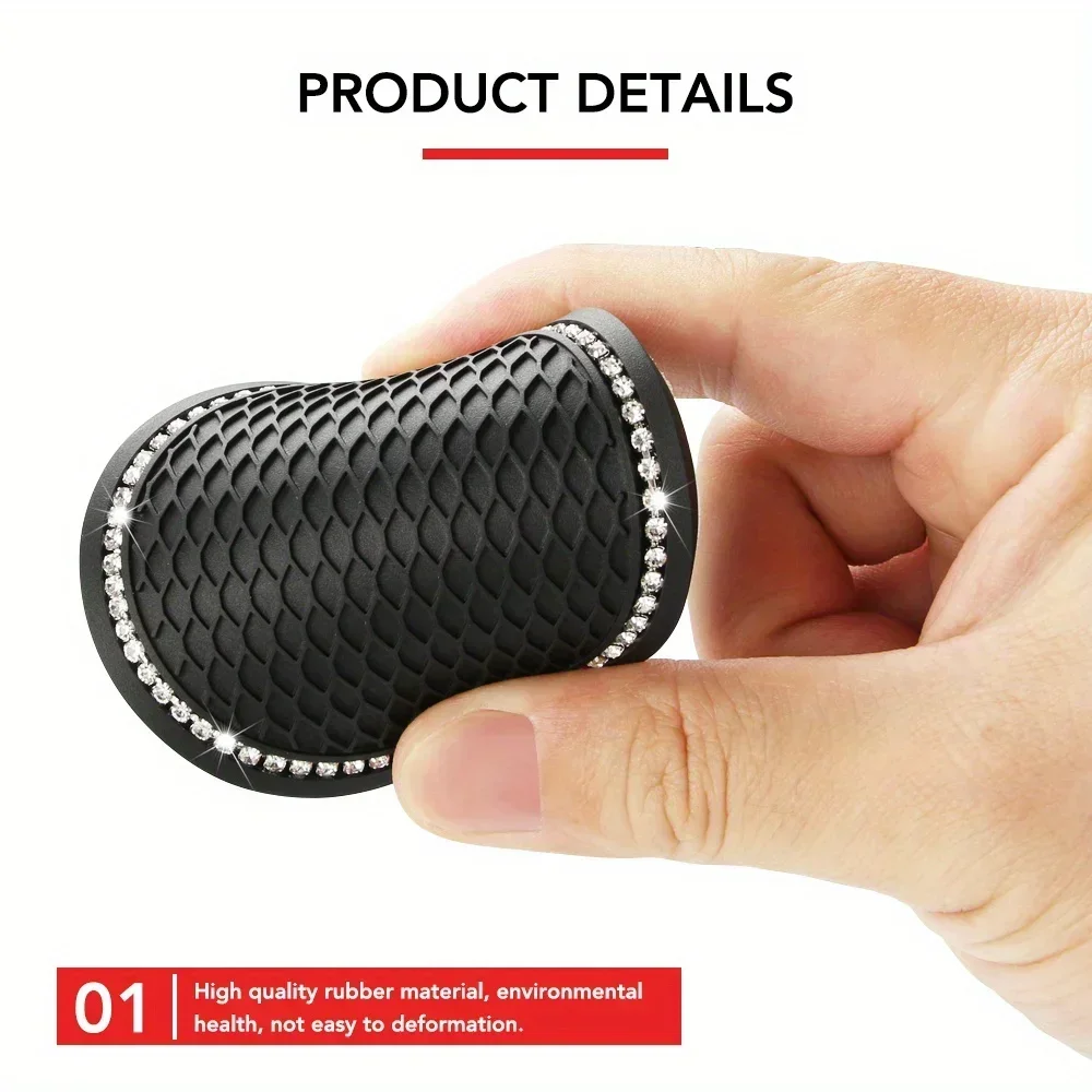2pcs Bling Auto Car Cup Holder Insert Coasters Universal Vehicle Interior Accessories Anti Slip Crystal Cup Mat Holder view 4
