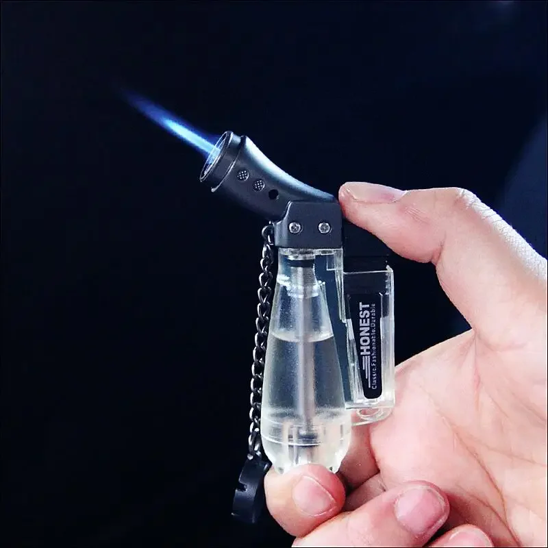 HONEST  Large-capacity Straight Jet Torch Lighter Windproof Straight Blue Flame Cigar Lighter Portable Outdoor Lighters Smoking