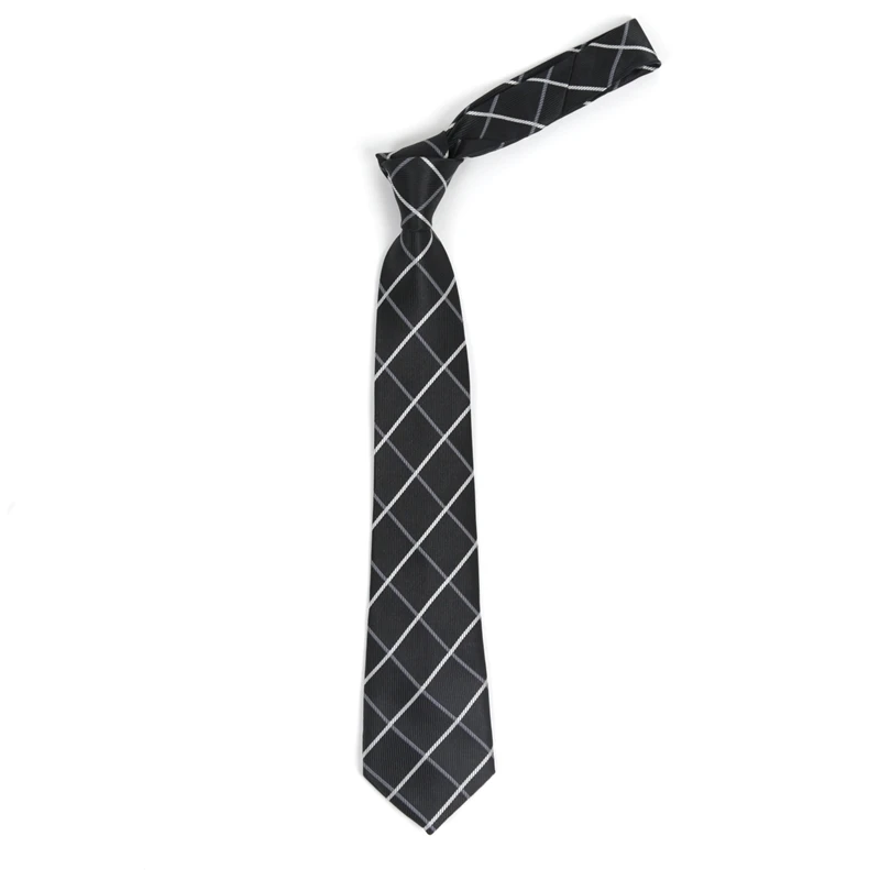Men Ties Classic Business Necktie Black Stripes Plaid Solid Tie for Man Gifts Neck Tie for Wedding Party Accessories