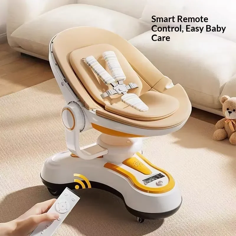 Electric Baby Rocking Chair with Remote Control Music Mosquito Net Reclining Function for Toddlers