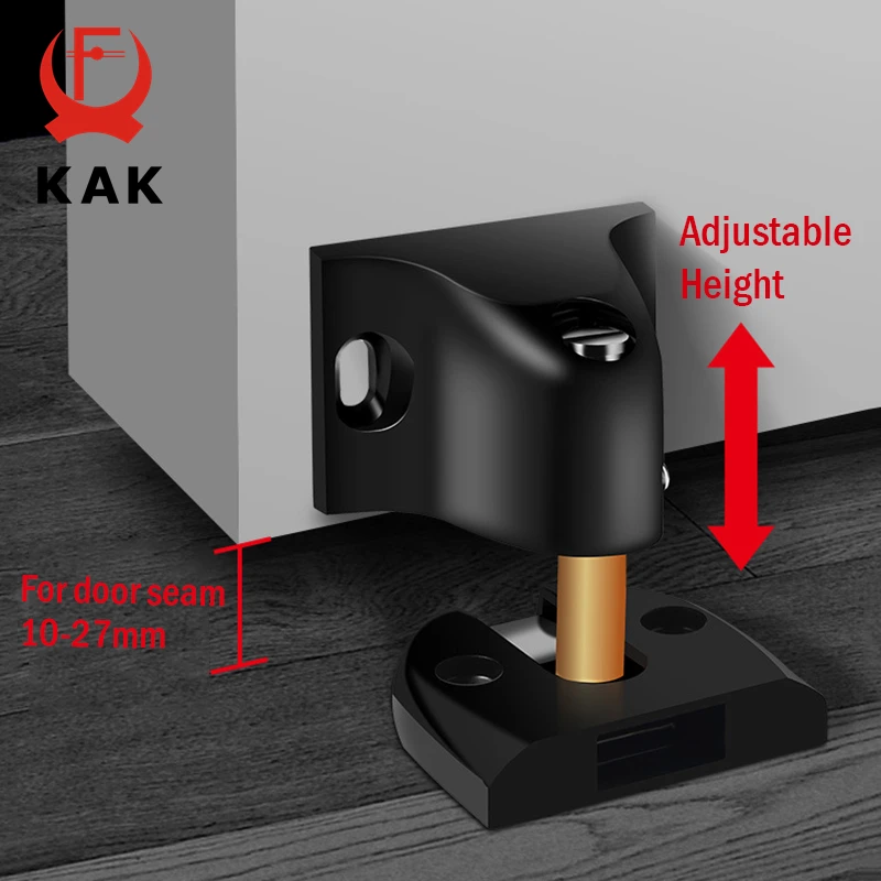 KAK Adjustable Door Stopper Punch-free Zinc Alloy Anti-collision Door Stop Door Holder Non Magnetic Hidden Floor Door Hardware