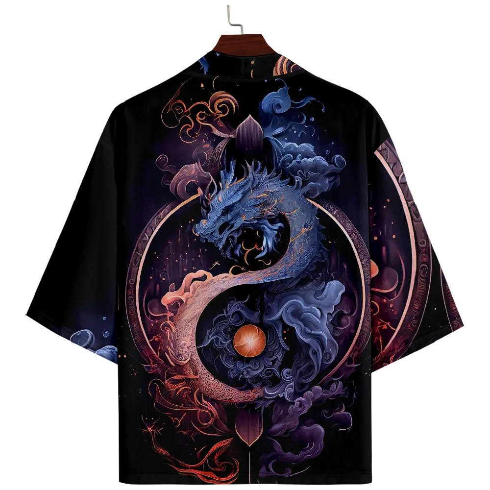 

Anime Print Traditional Kimono 2024 Japanese Men Women Cardigan Haori Streetwear Samurai Tops Plus Size 4XL 5XL 6XL