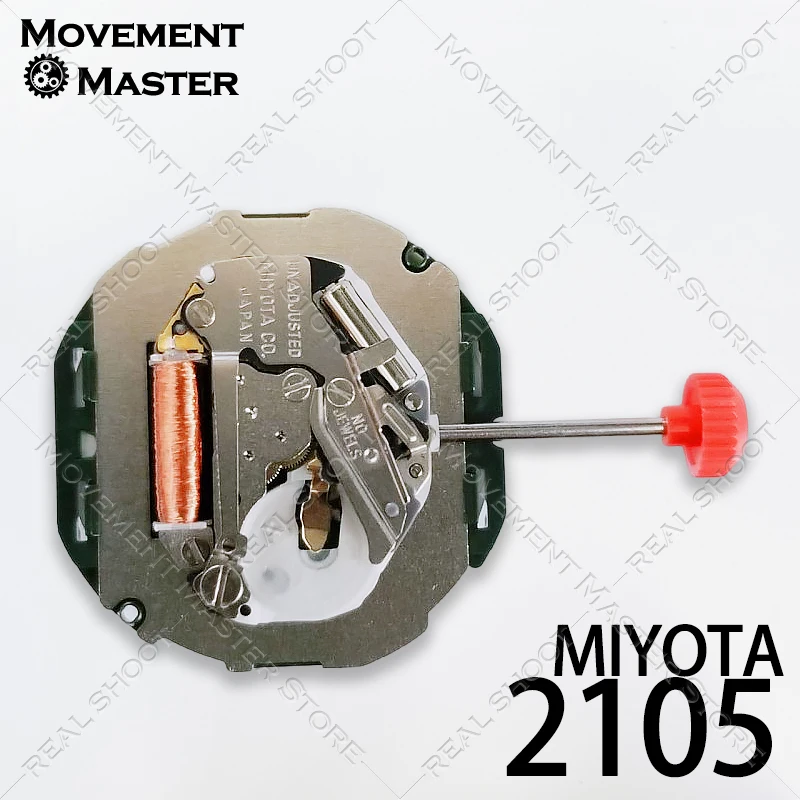 Quartz Movement for Miyota 2105 Dual Calendar 3 Hands Adjustable Stem Battery Included for Watch Repair and Replacement