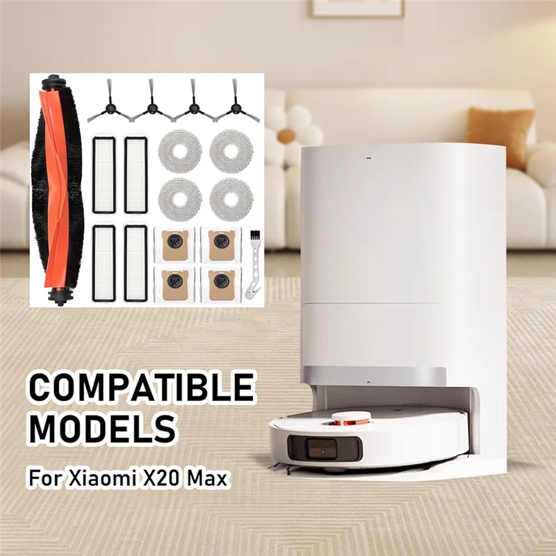 Baao-kit de acessórios para xiaomi x20 max, x20 pro aspirador de pó peça de reposição principal escova lateral mop sacos de pó