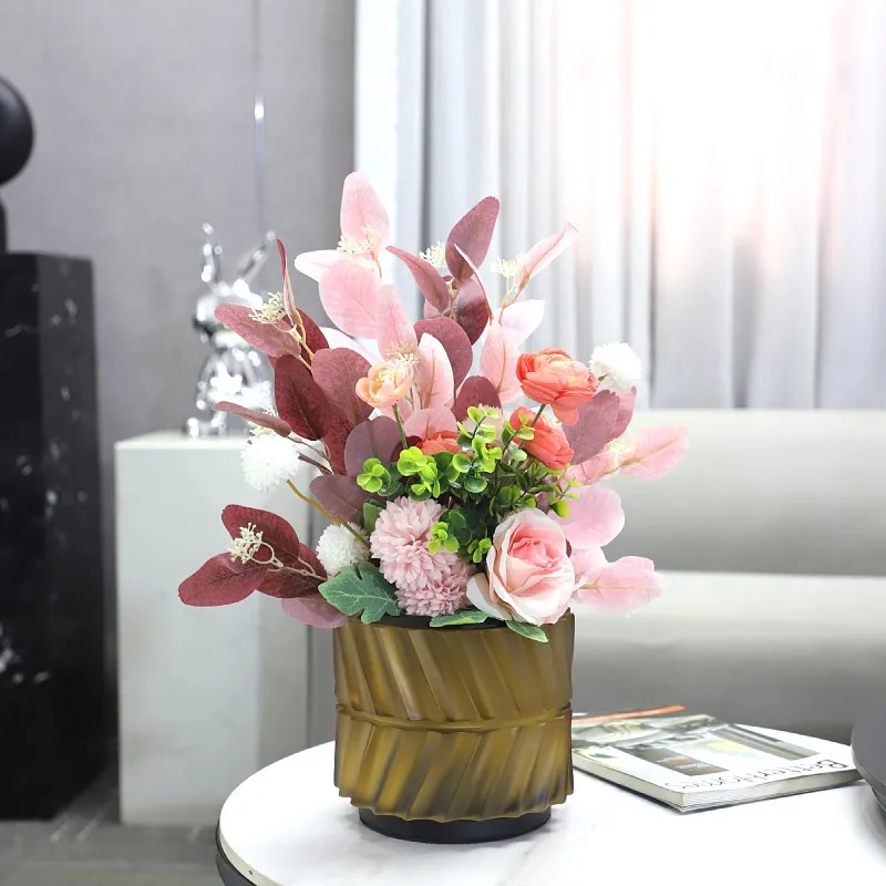 Modern minimalist style advanced sense flower arrangement resin flower ware art ornament living room vase coffee table home soft