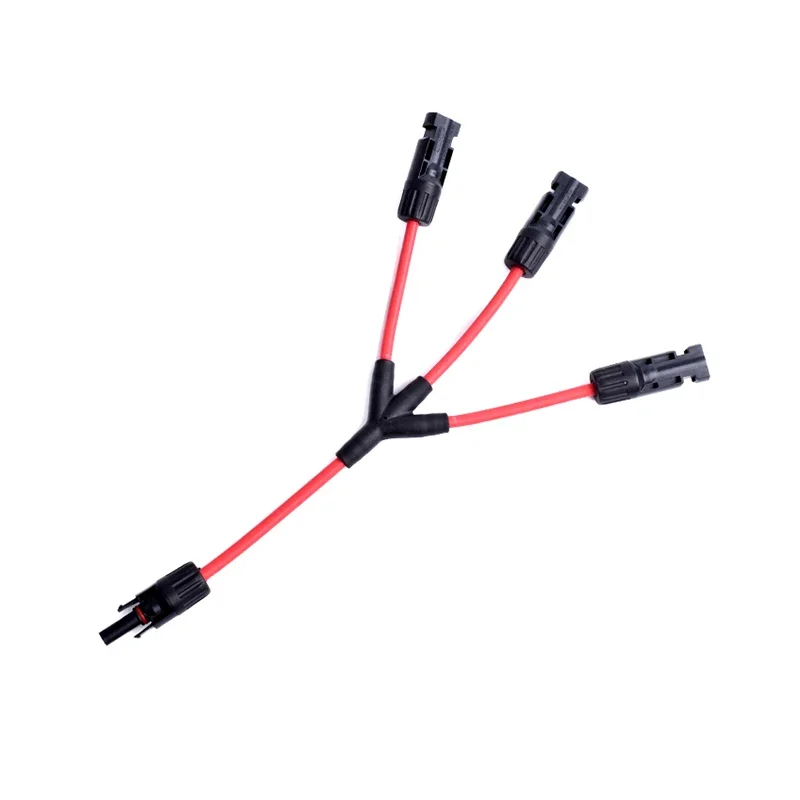 Waterproof Y-shaped Photovoltaic Connector Cable 30A DC1000V IP67 Y3 Y4 Y5 1 to 2 Parallel Black Red Wire Solar Panel Plug Wire