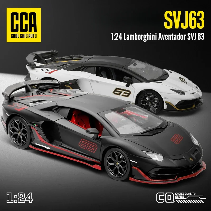 CCA Simulation 1:24 Lambor Aventador SVJ 63 Super Car Model Collection Miniature Voiture Children Boy Man Toy Vehicles Gift