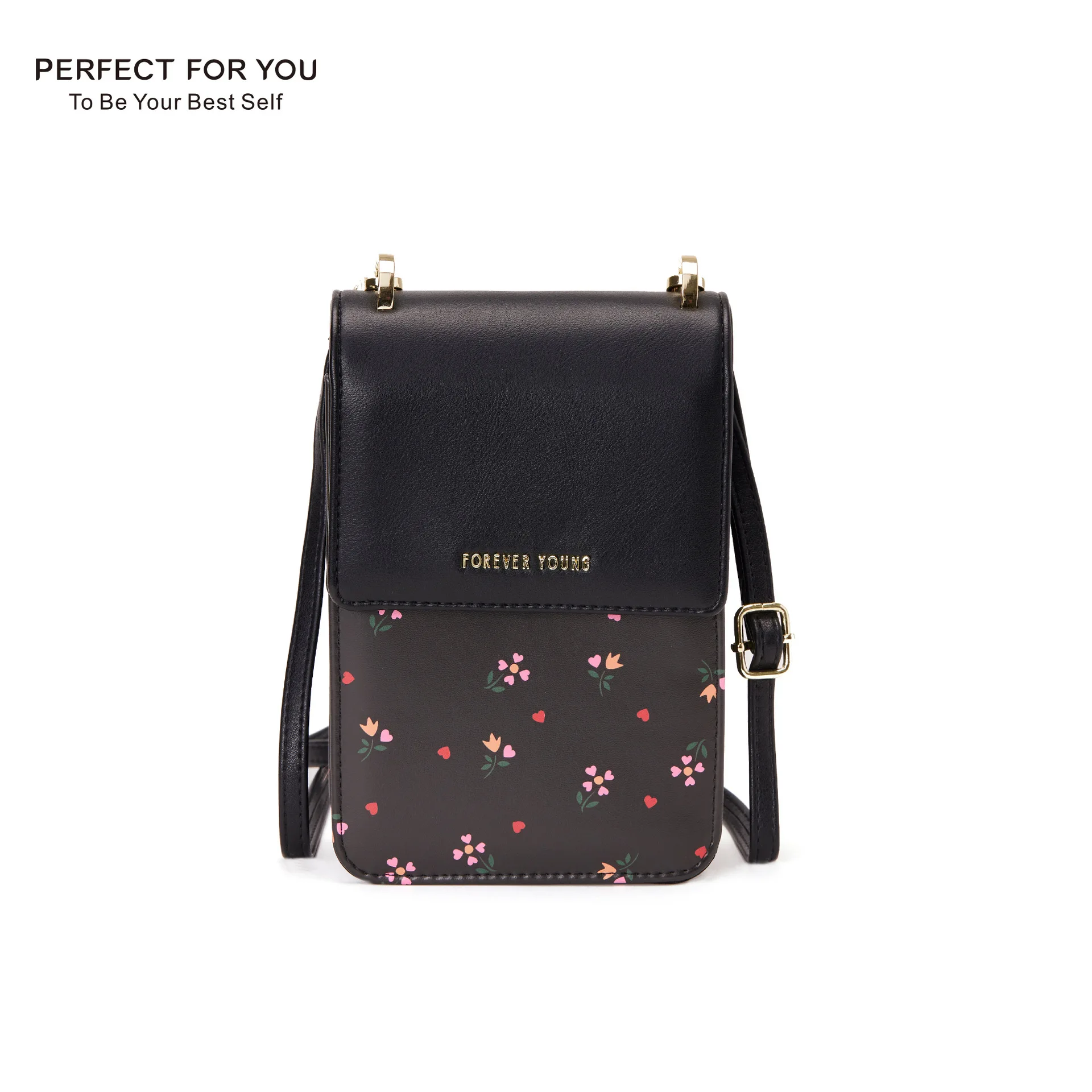 Forever Young New Printed Phone Bag Single Shoulder Crossbody Bag Large Capacity Vertical Korean Edition Bag