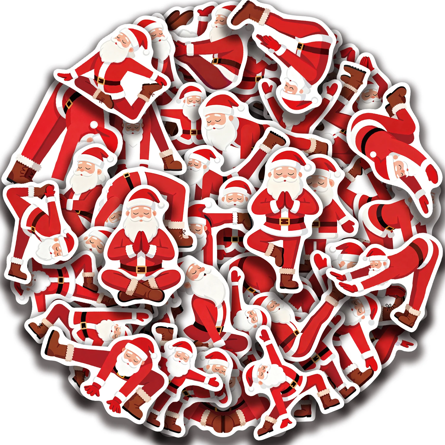 50 Stück lustige Yoga-Weihnachtsmann-Weihnachtsaufkleber für Handyhüllen, Laptop, Koffer, Wasserbecher, wasserdichte PVC-Aufkleber, Sport-GYM-Aufkleber