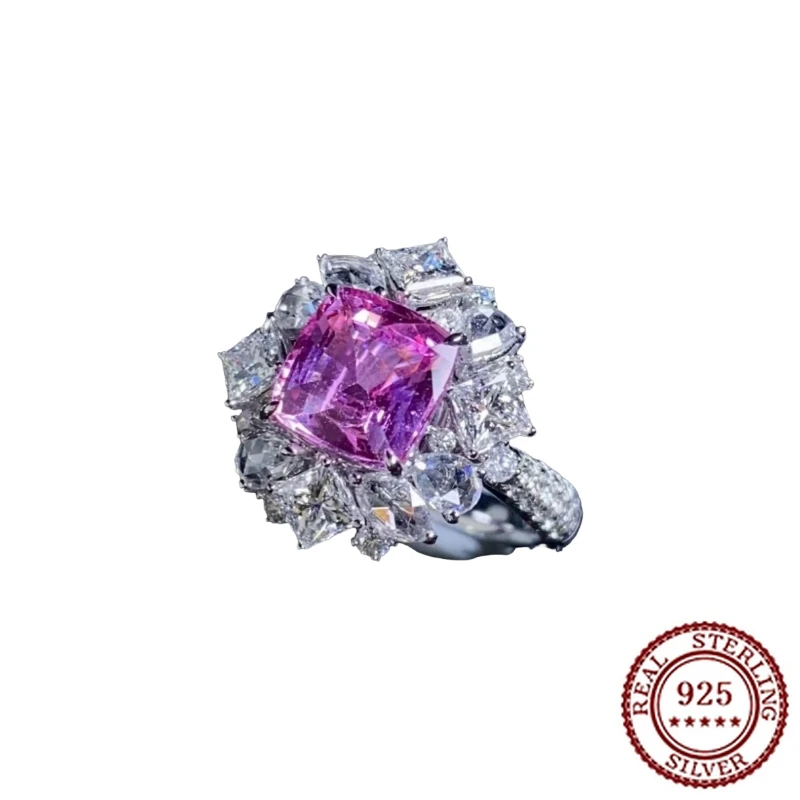 

Red Corundum Sugar Tower Simulation Red Tourmaline Full Diamond Opening Ring for Women's Fashion Temperament Ring