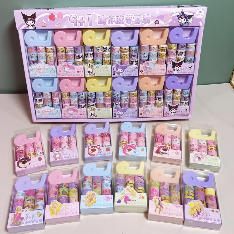 

Sanrio Foreign Trade Kuromi Mymelody Cinnamoroll Mini Paper Tape Diy Adhesive Paper Holder Hand Ledger Sticker Set Lot