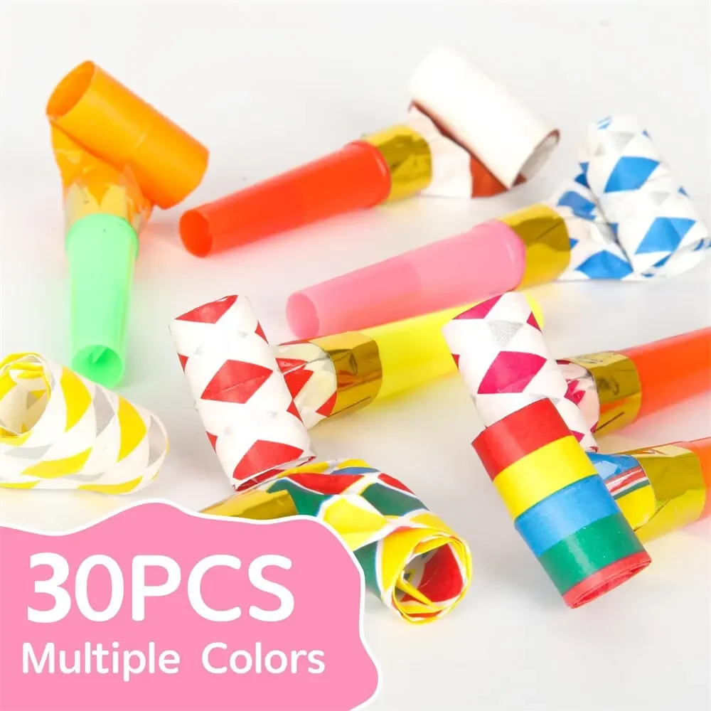 30PCS Colorful Whistles Toy Funny Toy Children Blowing Dragon Whistle Blow Roll Toys Baby Party Games Birthday Gifts Toddler Toy