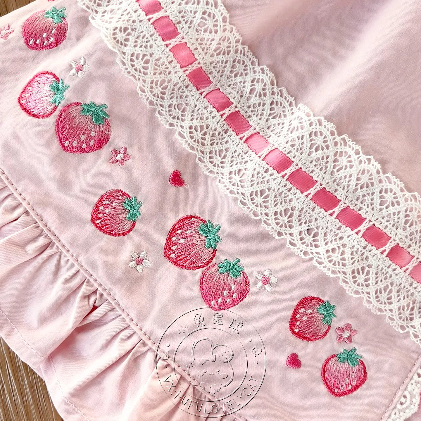 Short Skirt with Bowknot Strawberry Lace Heavy Embroidery Daughter Skirt Soft Girl Japanese Style Skirts for Women