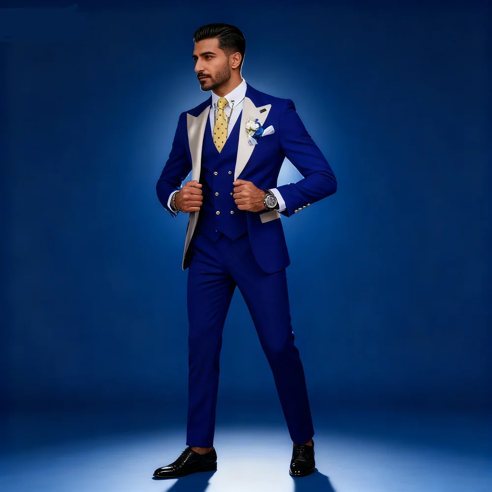 

3 Piece Burgundy Men's Tuxedo Business Formal Slim Fit Wedding Casual Groomsmen Classic Banquet Home Party Suit Set