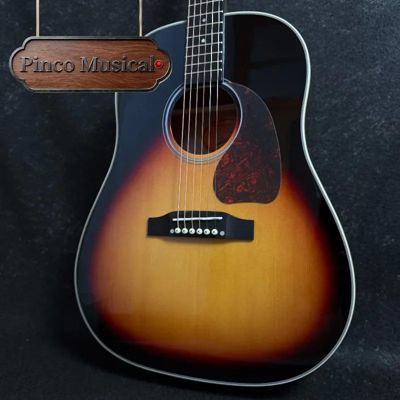 Vintage Sunburst J45 Classic  Acoustic Guitar Spruce Top Mahogany Side Back Rosewood Fretboard Gloss Finish Unseix