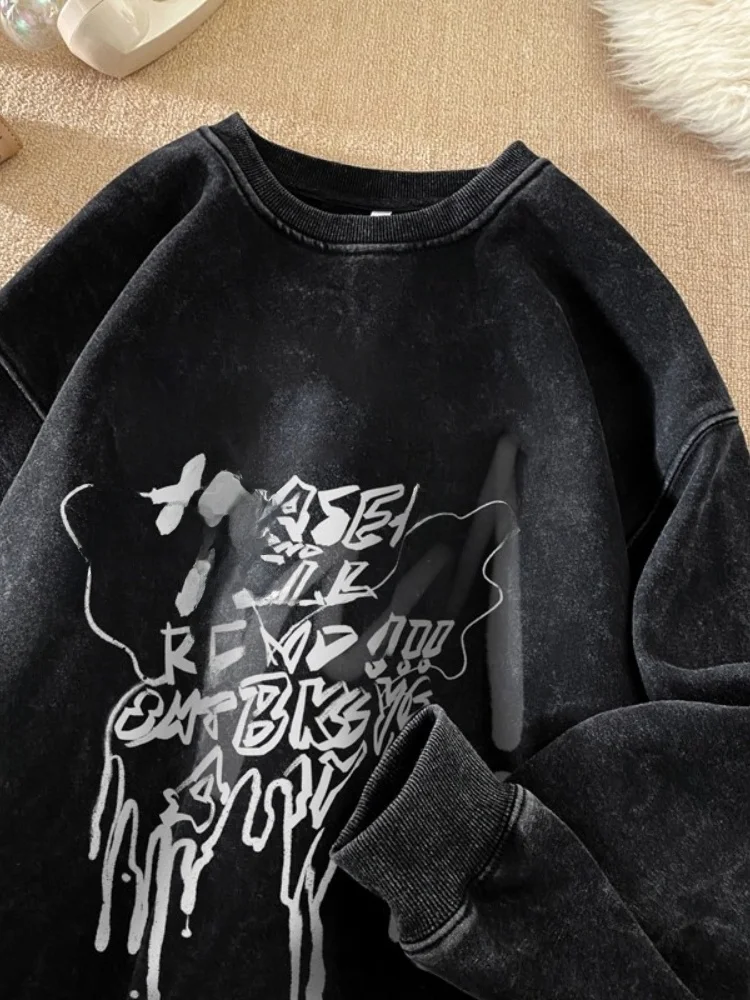 

Мужская винтажная толстовка Waed из плотного материала, осенне-зимняя, с круглым вырезом, для подростков, в американском стиле, повседневный топ