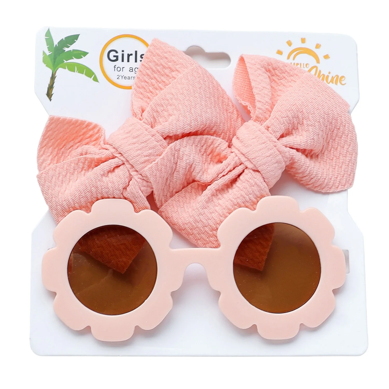 3 Piece Of Children\'s Bow Hair Clip Sunglasses Set Cute UV Eye Protection Toy Suite