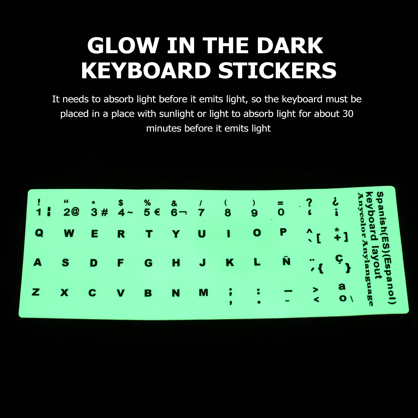 Keyboard Glow Sticker Glowing Letter Stickers for Laptop Computer Replacement Fluorescent Keyboards Large Lettering Accessory