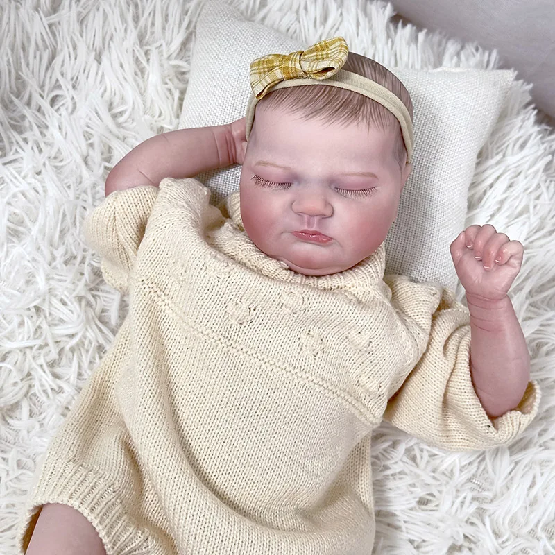 

50CM Lifelike Reborn Baby Quinlyn Soft Body Doll with 3D Skin Multiple Layers Painting with Visible Veins Soft Touch Doll Gifts