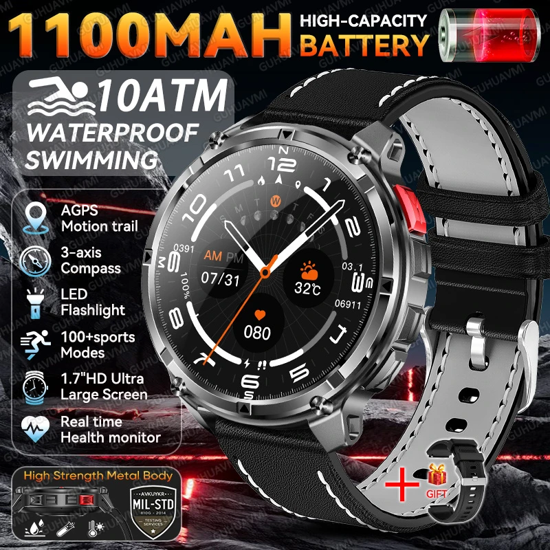 2026 Nieuwe T-Rex 3 Pro Smartwatch 1100mAh Lange Batterijduur Dual-Band GPS 10ATM Waterdicht Militaire Kwaliteit Sport Outdoor Smartwatches