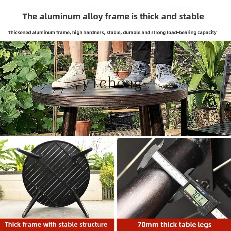 YFY  outdoor tables and chairs courtyard all-aluminum aluminum alloy round table outdoor table waterproof garden leisure