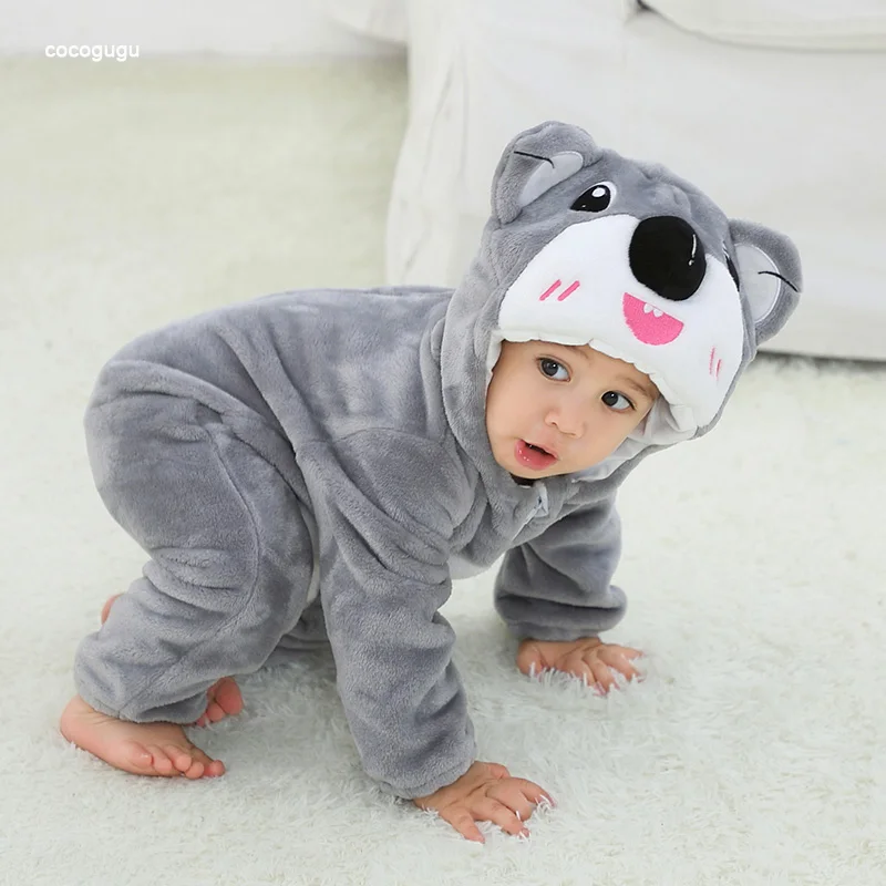 Koala Romper Baby Boy Girl Pajama Newborn Bebe Clothes Cute Bodysuits Flannel Warm One-piece Winter Halloween Animal Outfit