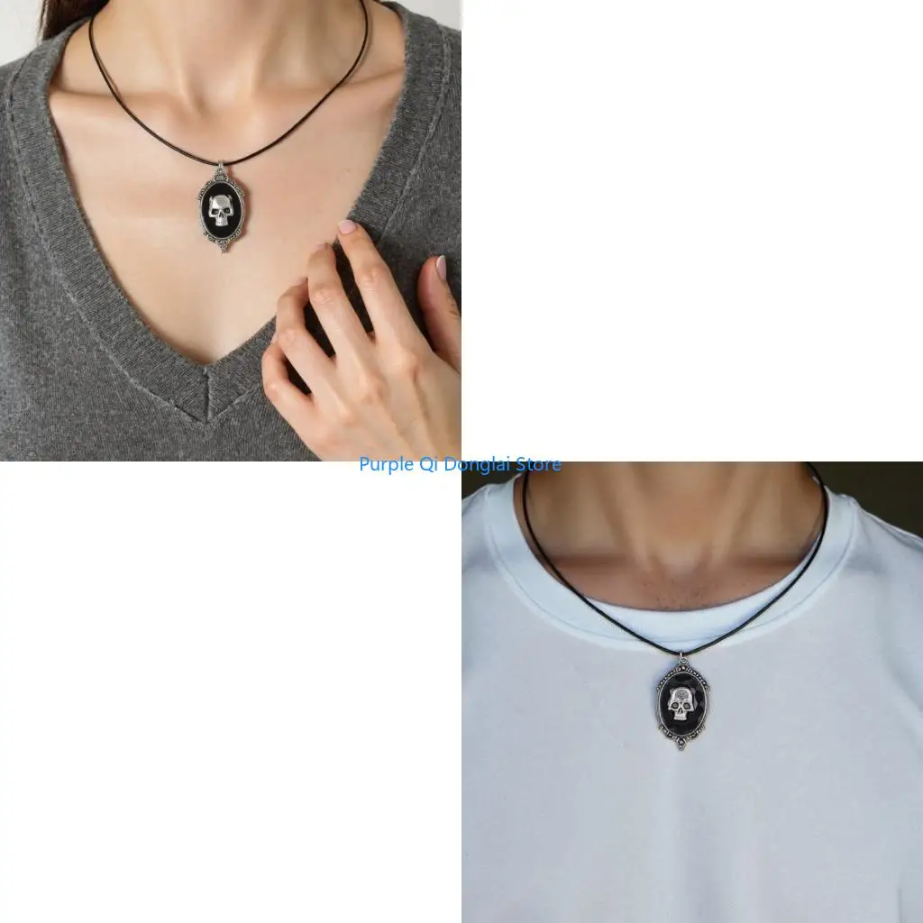 L21E Zinc Alloy Crafted Skull Pendant Chain Neckchain Suitable For Active Lifestyles