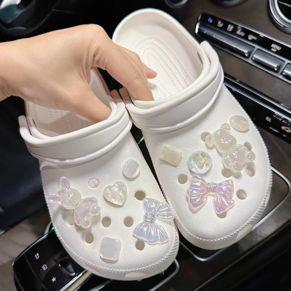 Sapato Charme com Cristal Artificial Talão, Cadeia DIY Decoração, Fivela para Buraco, Conjunto de Acessórios para Crianças, Presente para Meninas