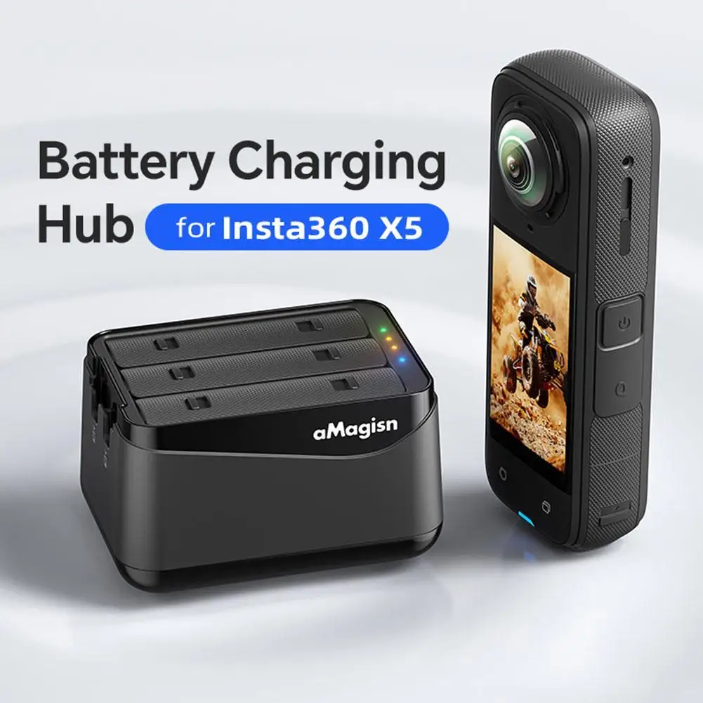 ForInsta360 X5 Battery Charger Battery Charging Cradle Storage Compartment 3 Batteries Sports Camera Fast Charging Accessories