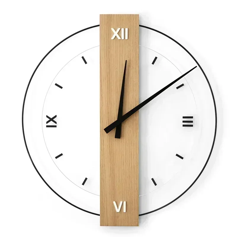 

Solid Wood Minimalist Wall Clock Rustic Wood Cabin Square Practical Silent Circle Clock Creative Bedroom Living Room Decoration