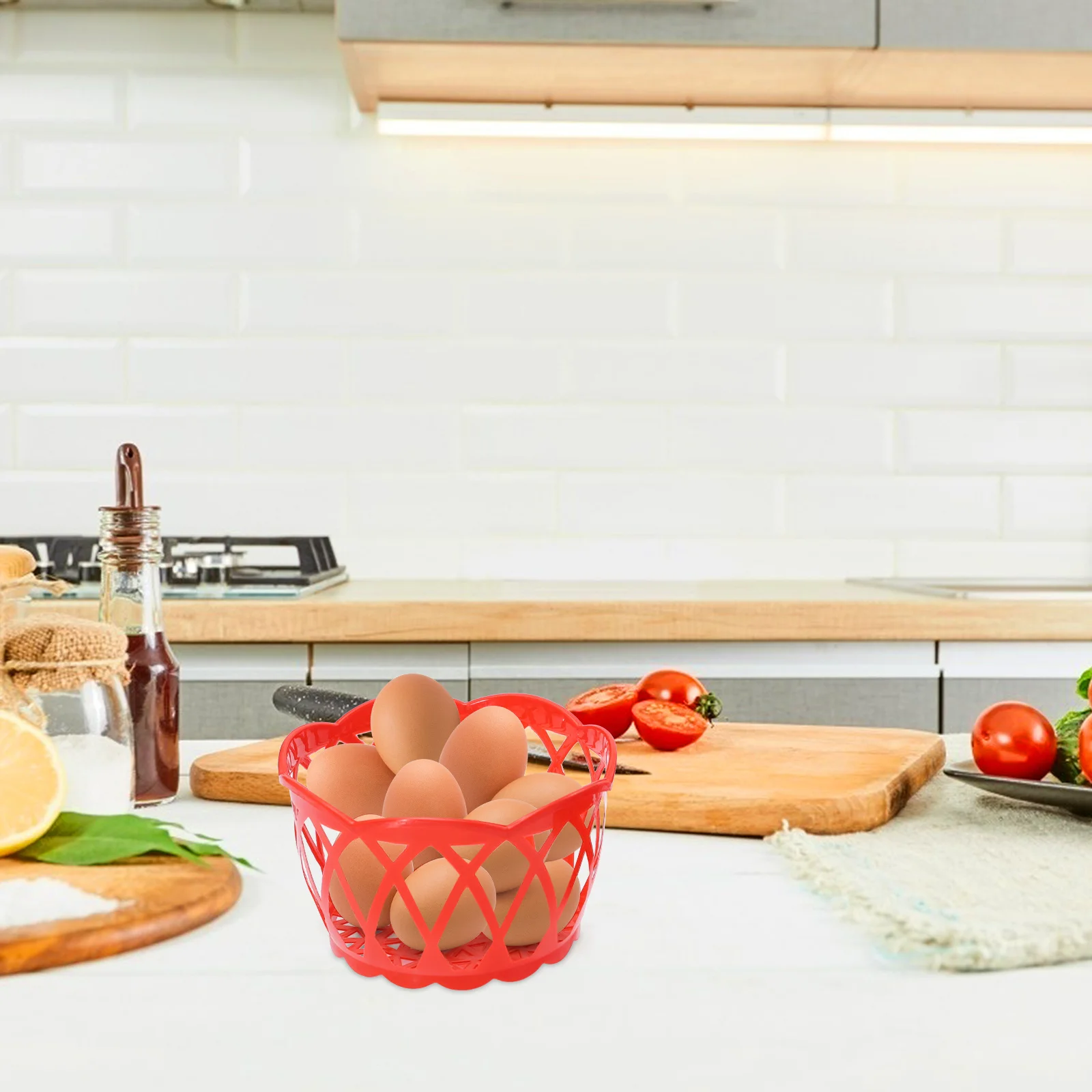 

12pcs Plastic Egg Packing Basket Round Hollow-Out Design For Kitchen Bathroom Supermarket Storage Fruit Basket Home Supplies