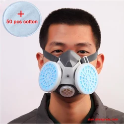 0701 Dust Mask Anti-fog Haze High Efficiency Protection Replaceable 50pcs Filter Cotton Woodwork Polishing Face Mask Respirator