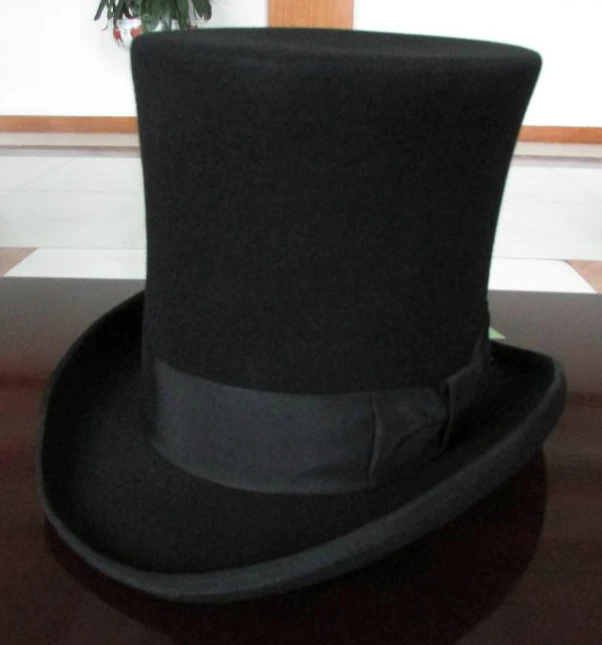 Cylinder Black Hat for Men British Style Wool Felt High Top Hat Mad Hatter Women Magician Hats Gentleman Sombrero Bowler Hoeden