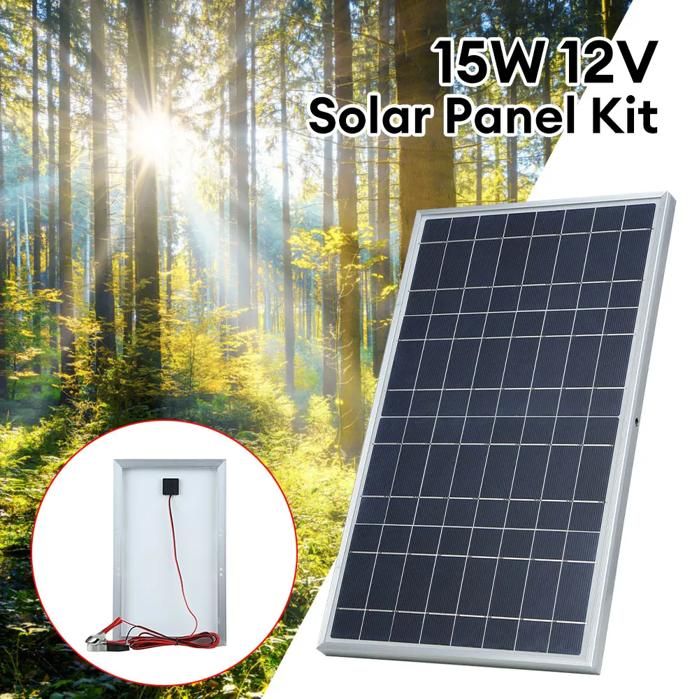 

12V 10W Solar Panel Portable Outdoor Panel DIY Solar Charging Panels with Clip Battery Charger for Camping Hiking