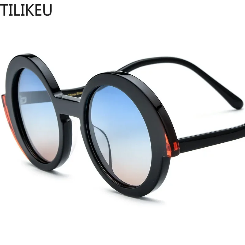 New Retro Multi-color Board Large Round Frame Sunglasses Polarized Men's Women's Sunglasses Exquisite Gifts for The Party Light
